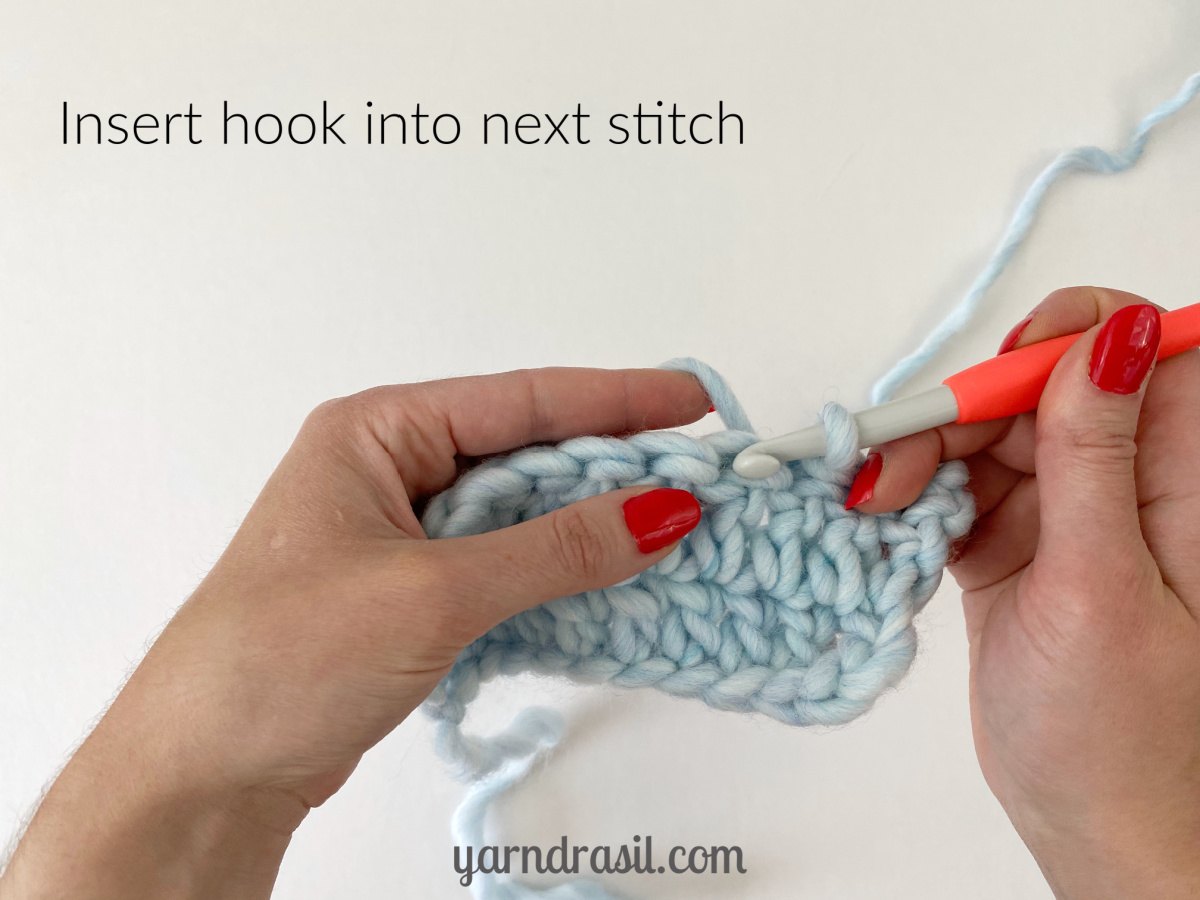 Insert hook into next stitch