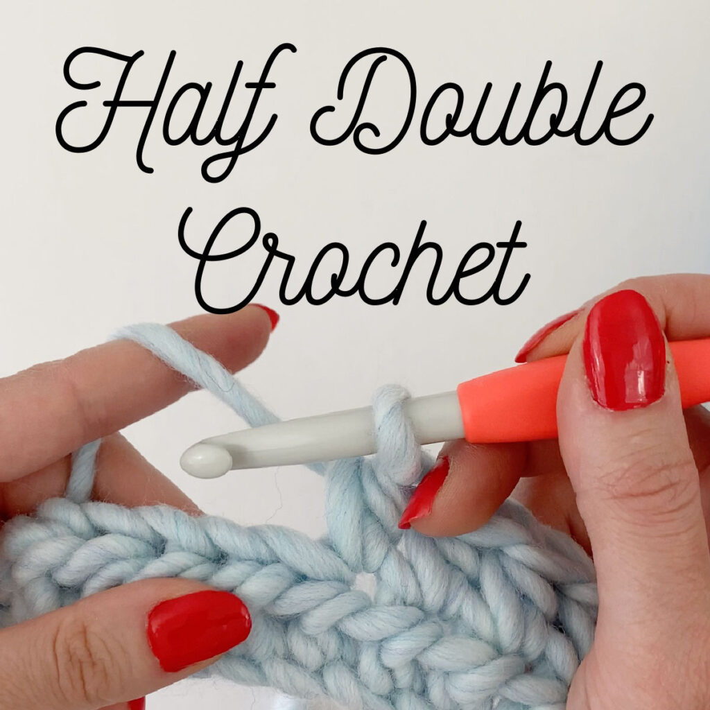 Close up of half double crochet stitch